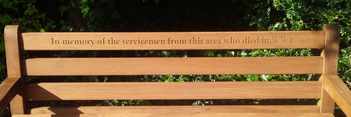 WW1 memorial bench inscription