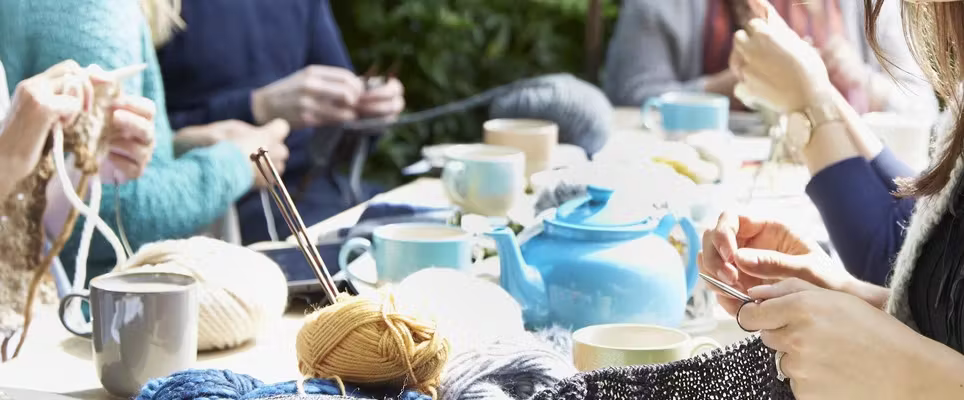 Knitting over cups of tea