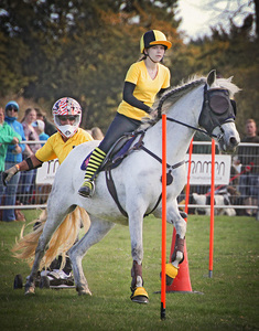 Through the obstacle.