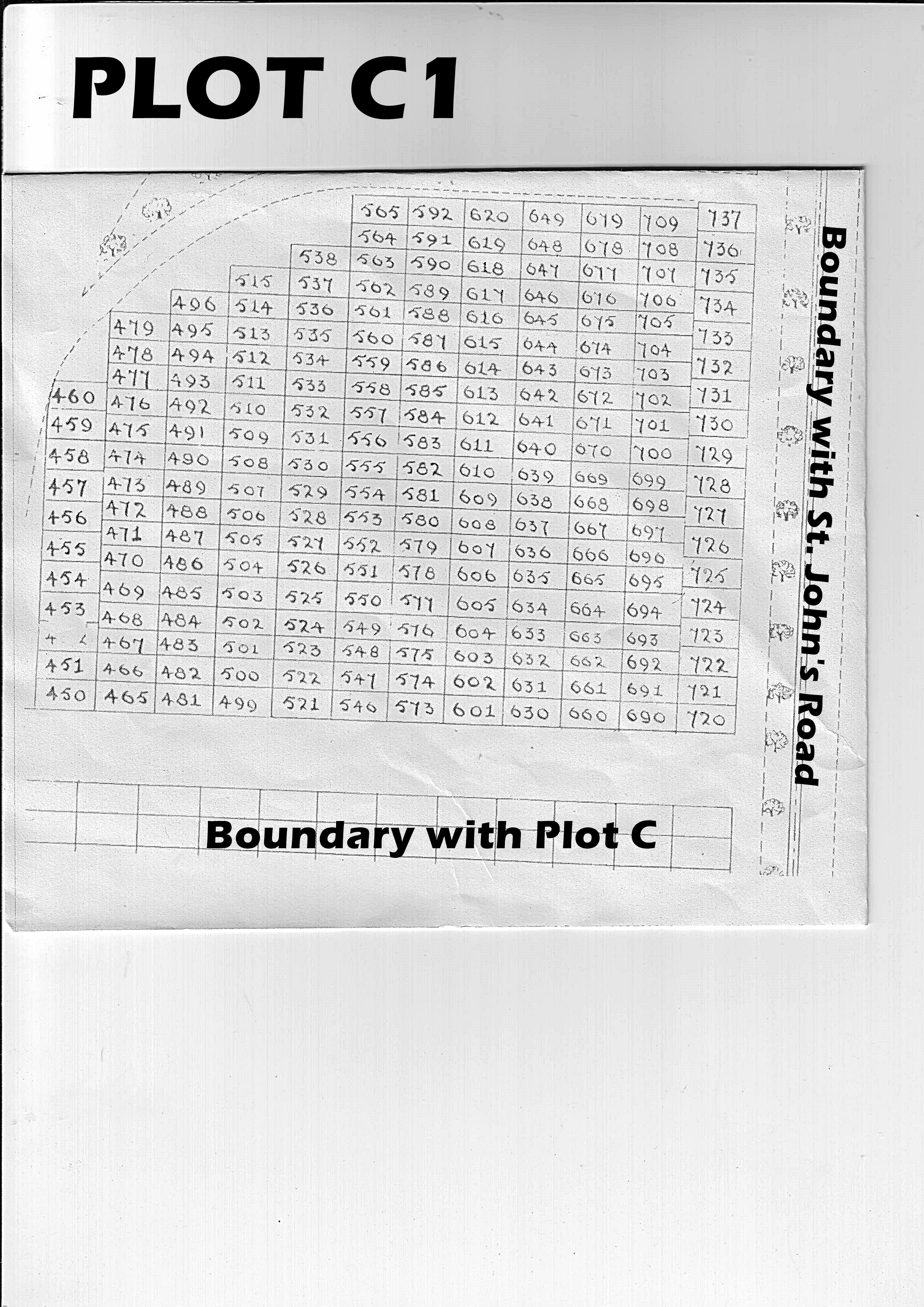 Grave Numbers in Padiham Cemetery Plot C1