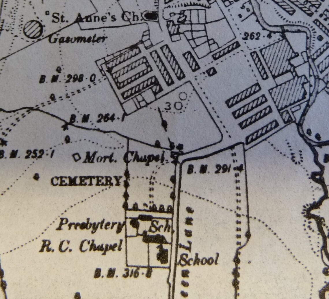 1890 OS Map of the original Padiham St. John's Road Cemetery 