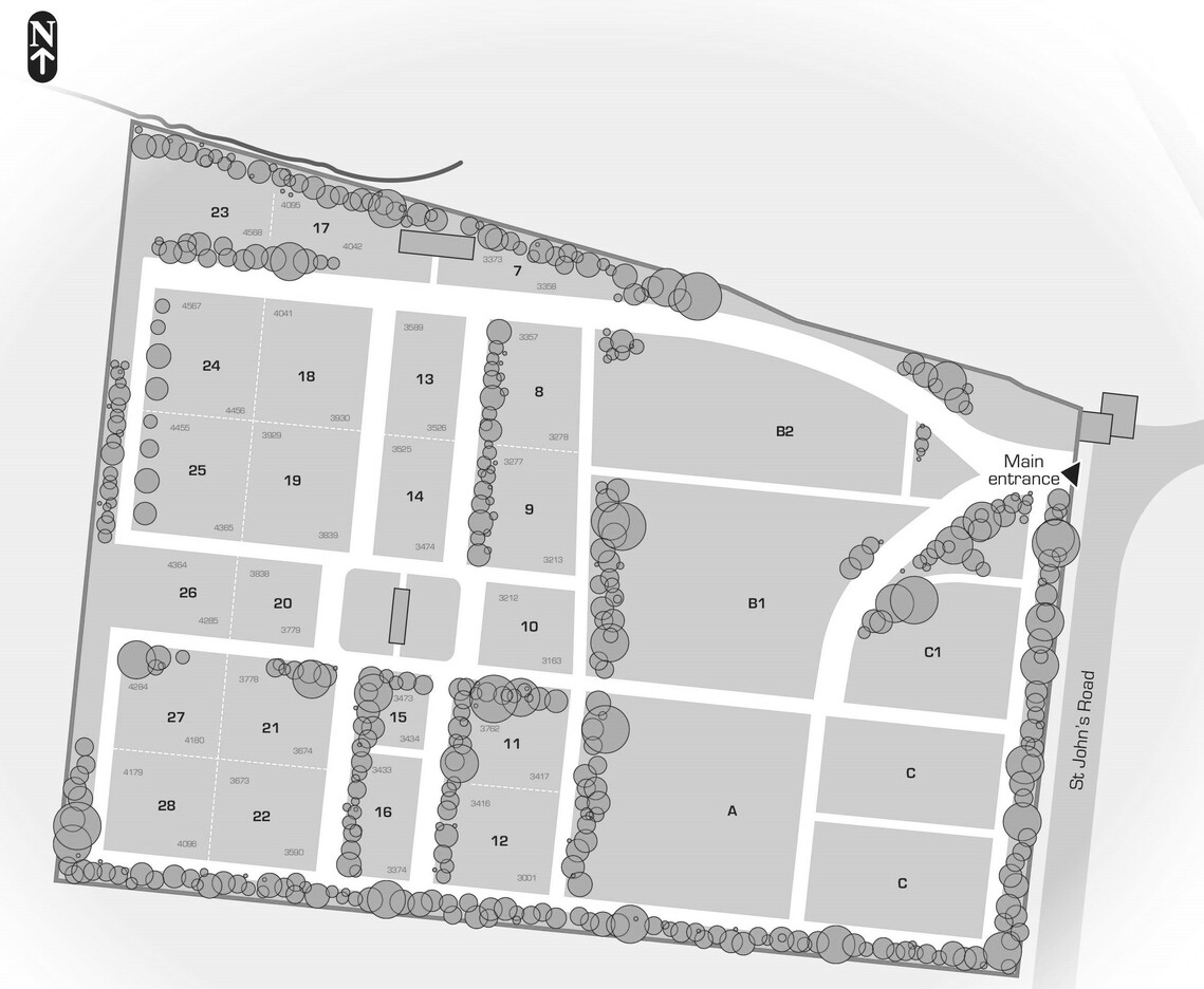 Current Map of Padiham St. John's Road Cemetery