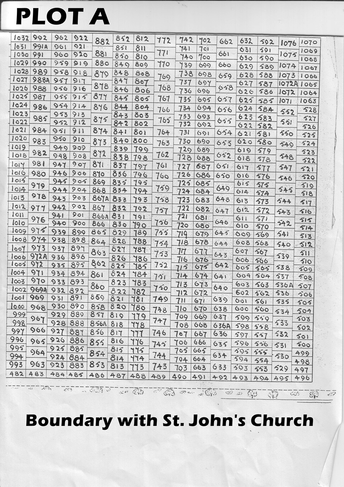 Padiham Cemetery Plan Plot A