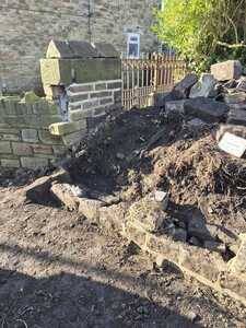 TASK3 – nearly at the gate, the leaning tree has been removed. Notice how much soil is in front of the gate!  All to be removed.