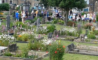 Our visitors and graves in bloom