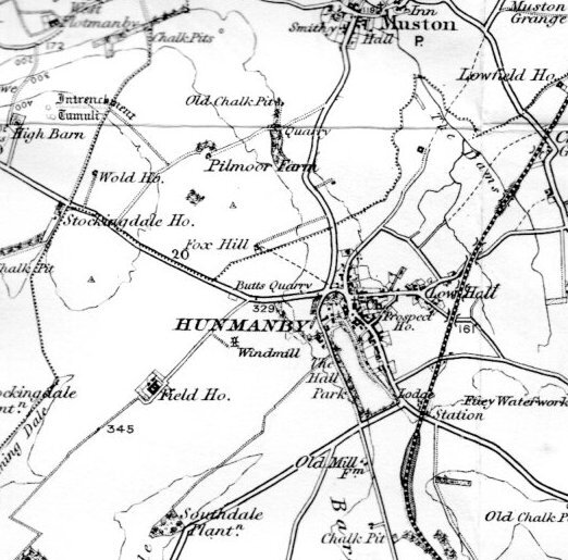 1896 Map of Hunmanby showing location of the railway station