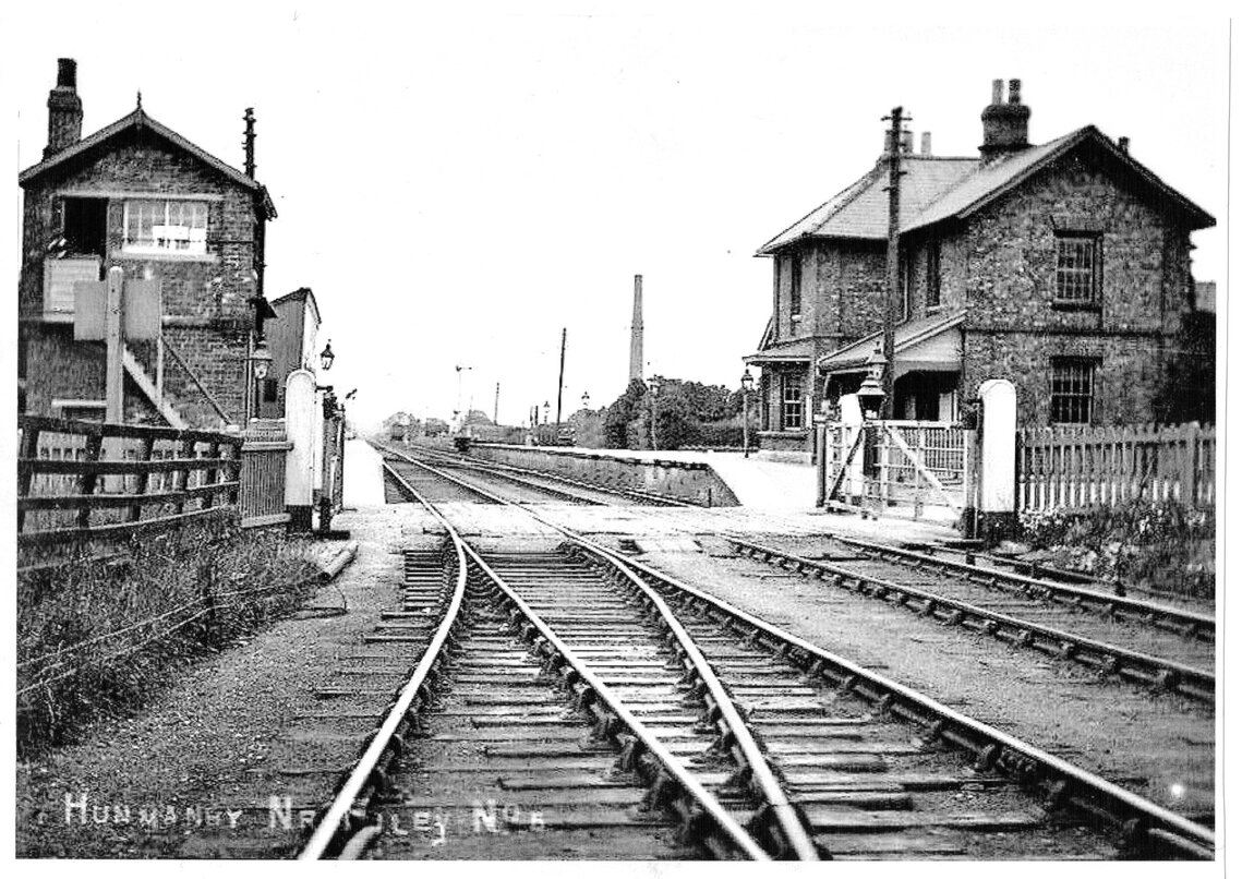 Photograph of the railway station 1920's? with the chimney still standing