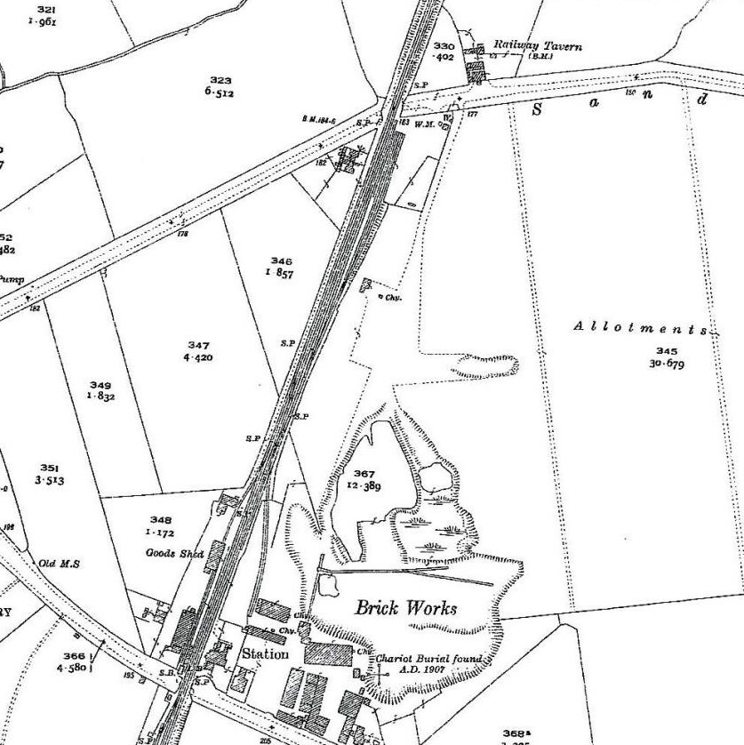 Map of Hunmanby from 1926 showing the railway station