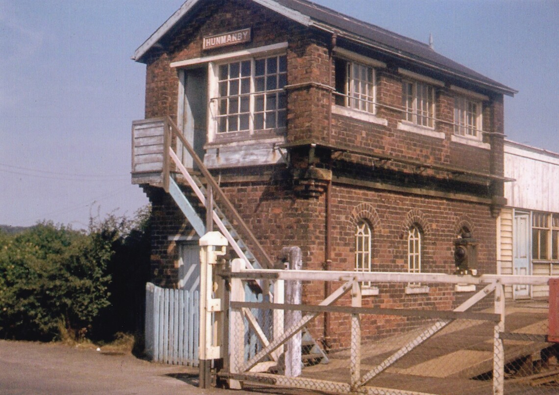 1969.8.7 Signal Box Steps behind level crossing gate, Hunmanby 