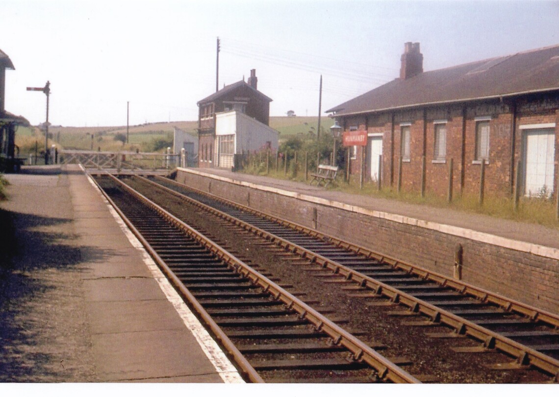 1969.8.7 View south from up platform towards signal box, warehouse on right
