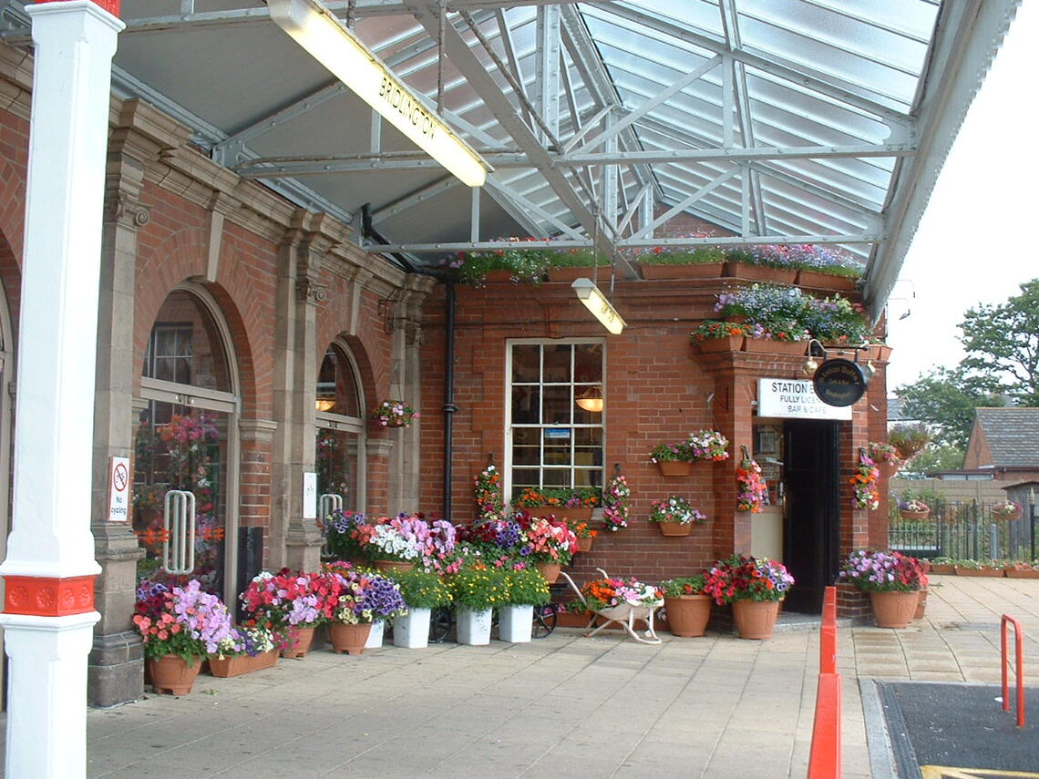 Flowers Outside Bridlington Railway Station