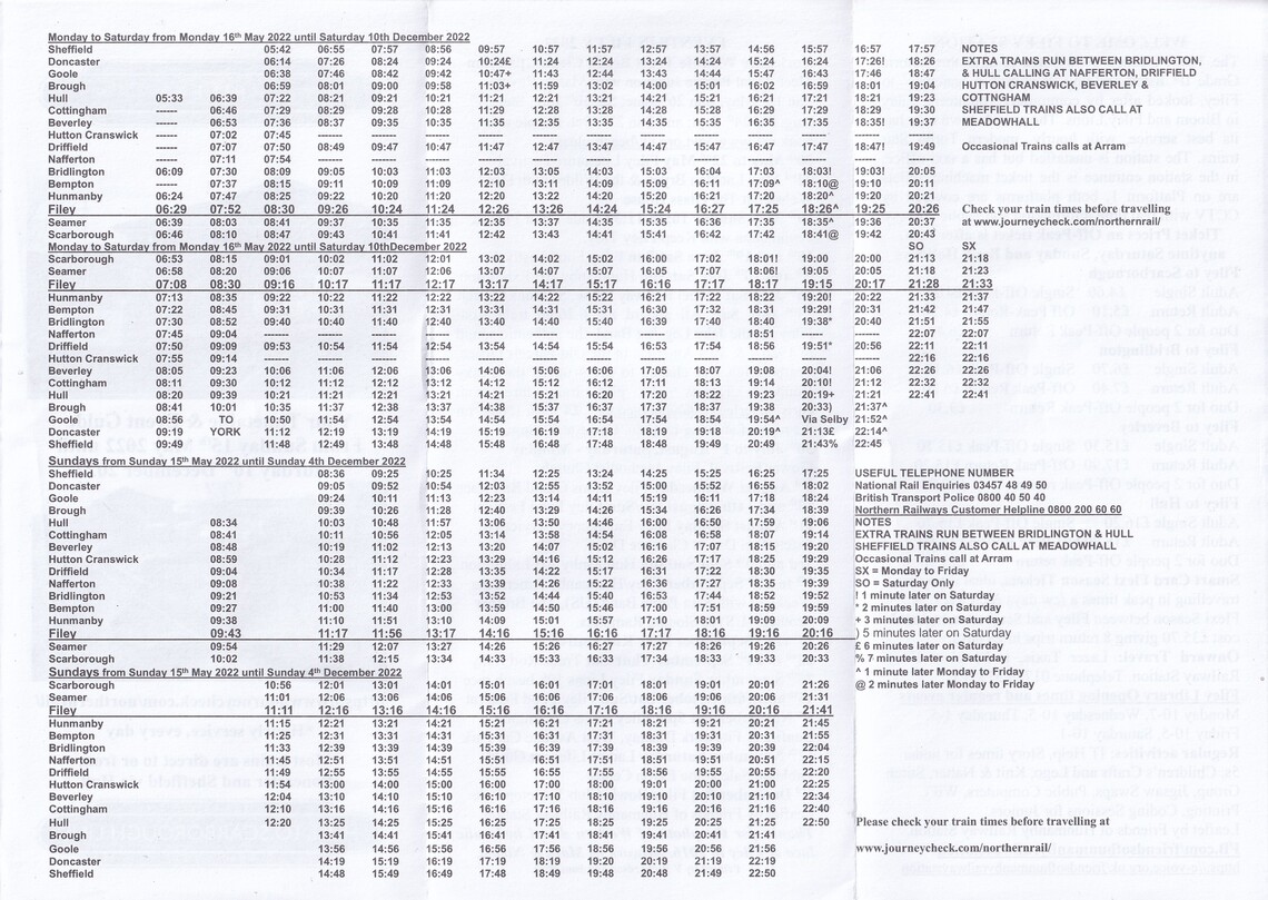 Community Rail Awards, Filey Timetable and Event Guide, inside cover