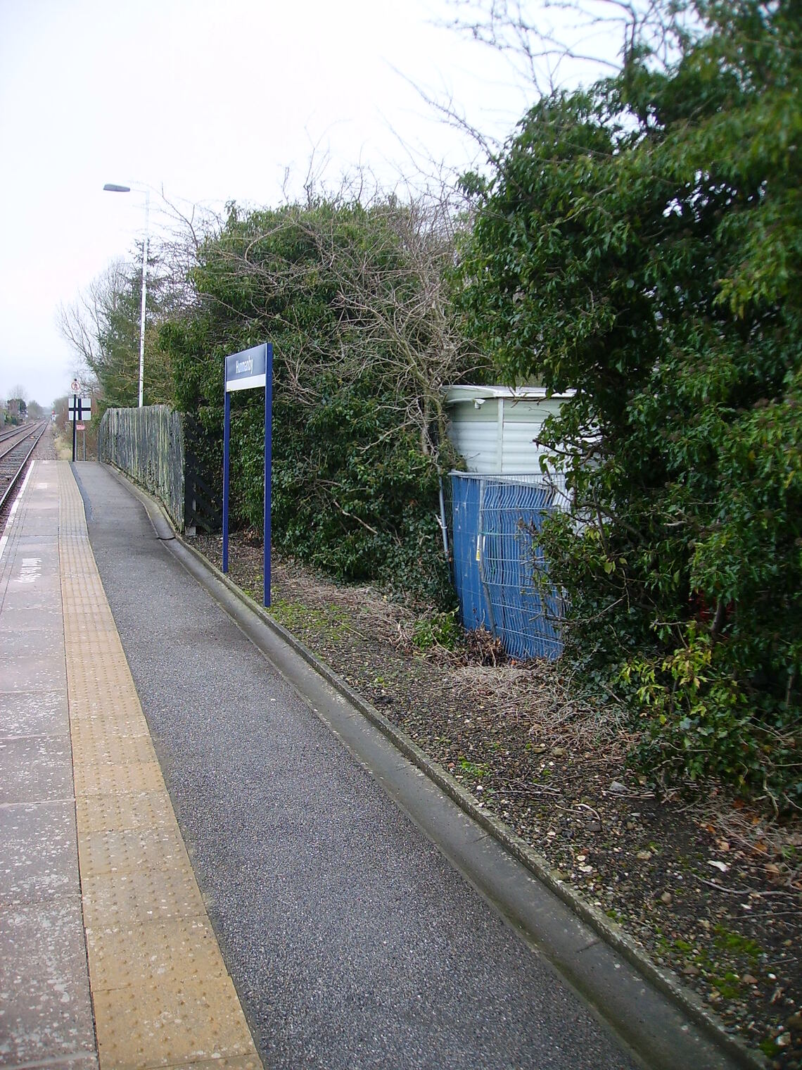 Platform 1 at Hunmanby Station before putting in a dead hedge