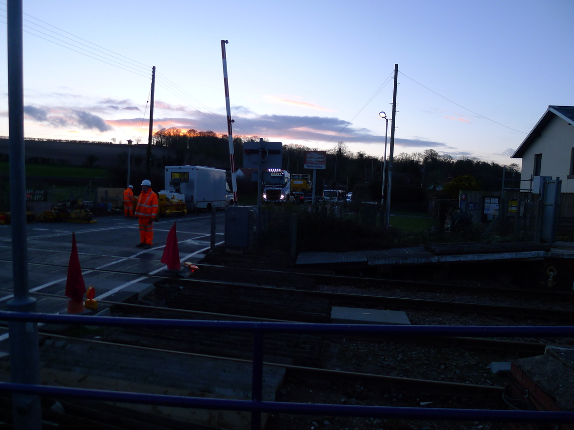 Sunday late afternoon logistics of re-opening railway and road at Hunmanby