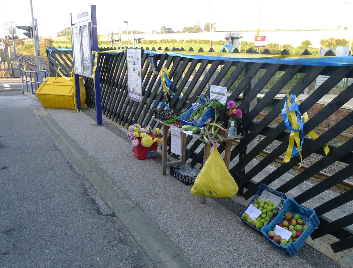 Harvest Giveaway produce ready for the first train towards Hull shortly after 7am