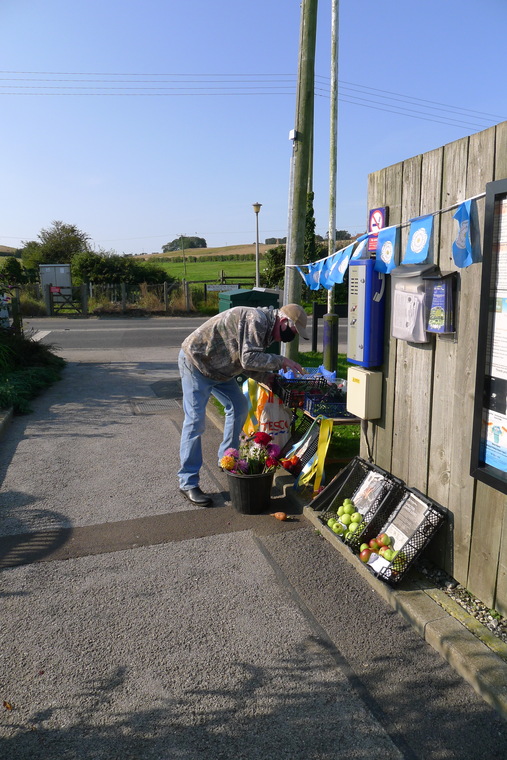A carrot makes a bid for freedom at the harvest giveaway at Hunmanby railway station