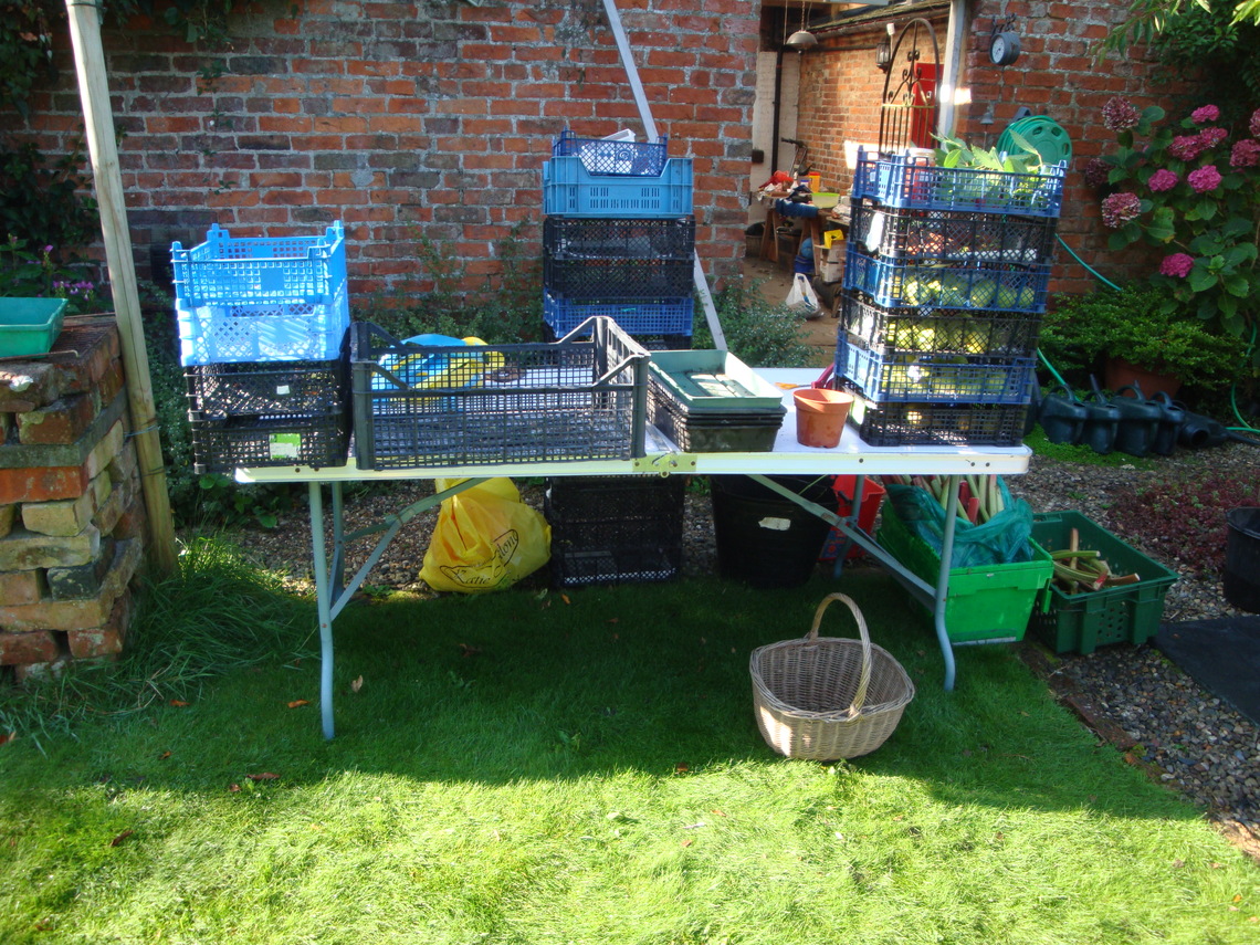 The left over fruit and vegetables after the Harvest Giveaway at Hunmanby railway Station