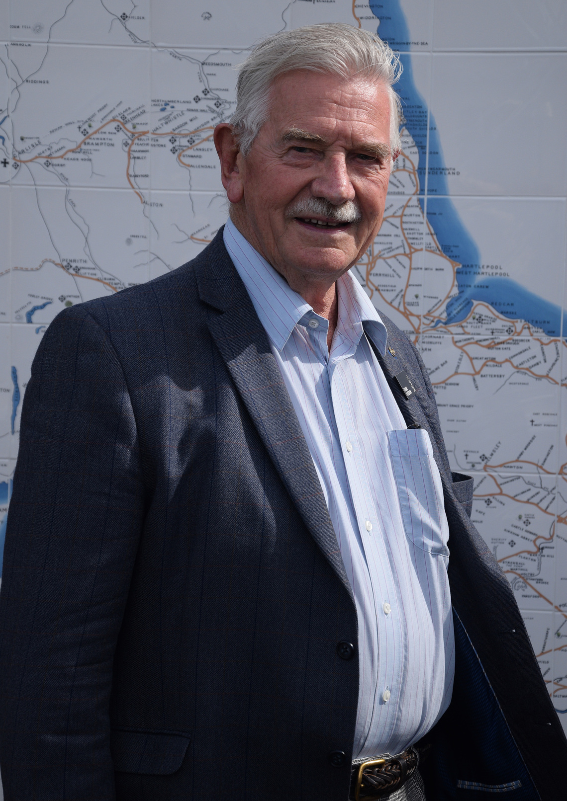 Heritage Day at Hunmanby, photo of Frank Paterson with North Eastern Railway Tile Map