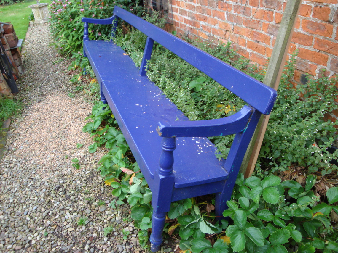 Old wooden railway bench as removed from the waiting shelter from platform 1 at Hunmanby Railway Station