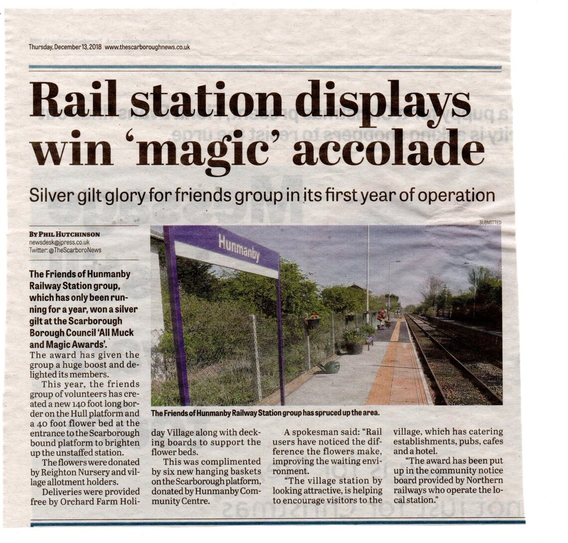 Scarborough Evening News Hunmanby Railway Station wins Silver Gilt in the All Muck & Magic Awards