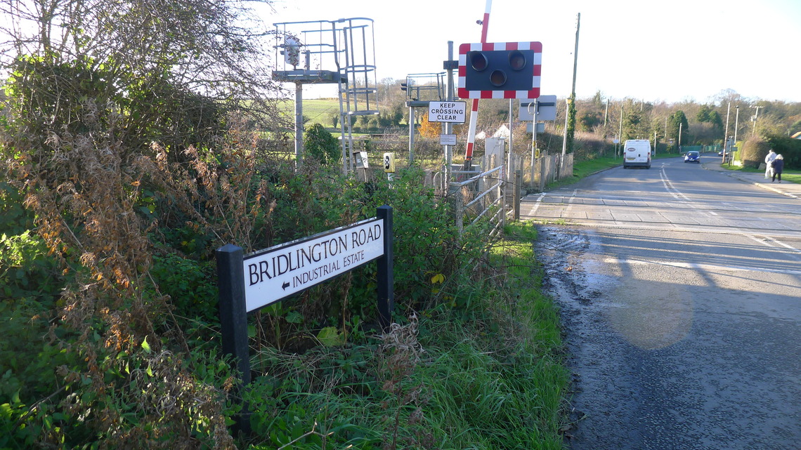 Bridlington Road sign for the Industrial Estate outside Hunmanby Railway Station