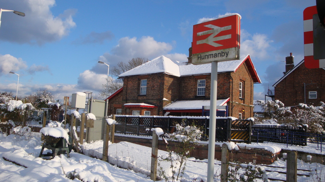Winter Scene at Hunmanby Railway Station in 2013