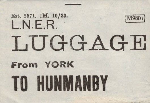 L,N.E.R. Luggage Label from York to Hunmanby Railway Station