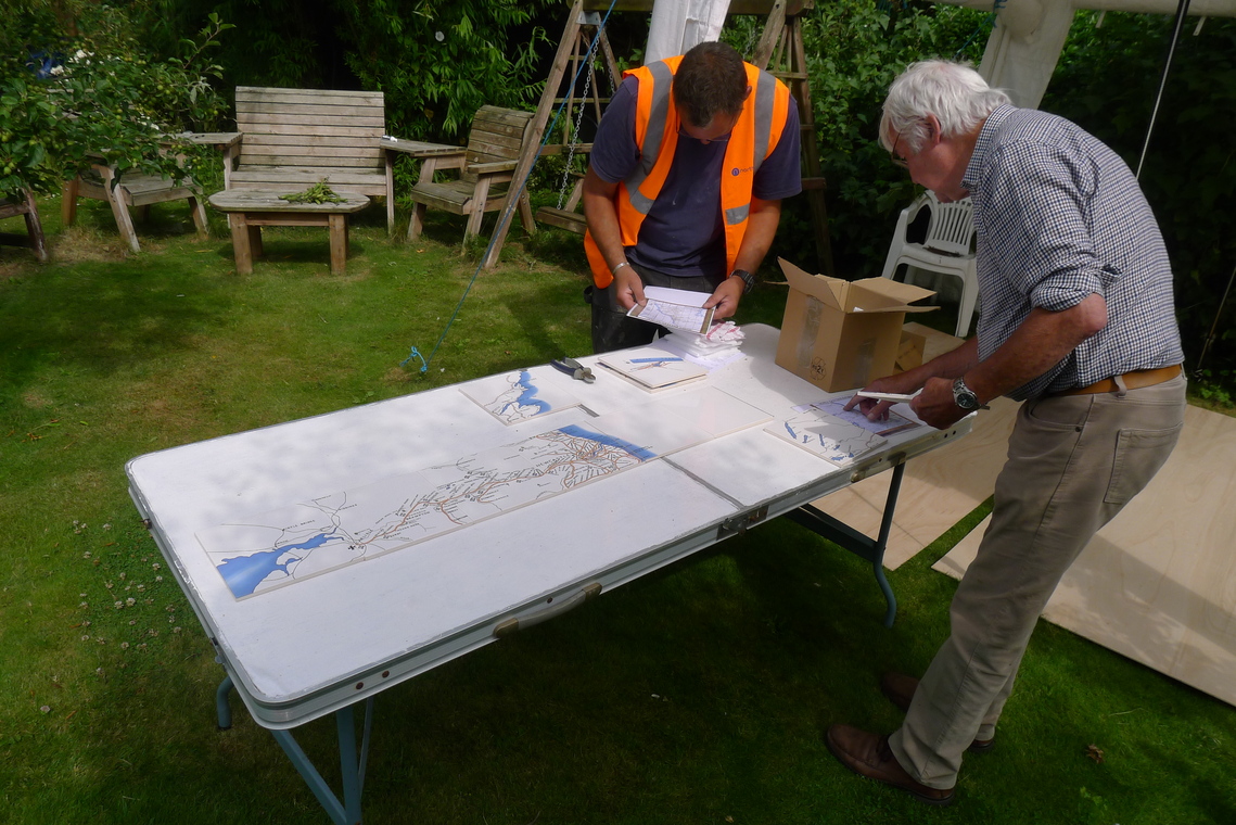 putting the North Eastern Railway Tiles in order for attaching to the station house wall at Hunmanby