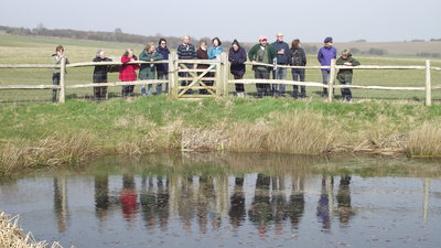 Walkers at the dewpond