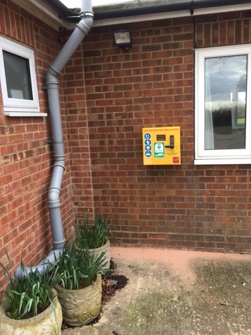 Photo of the defibrillator at the pavilion