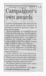 Surrey Comet news item, November 2008
