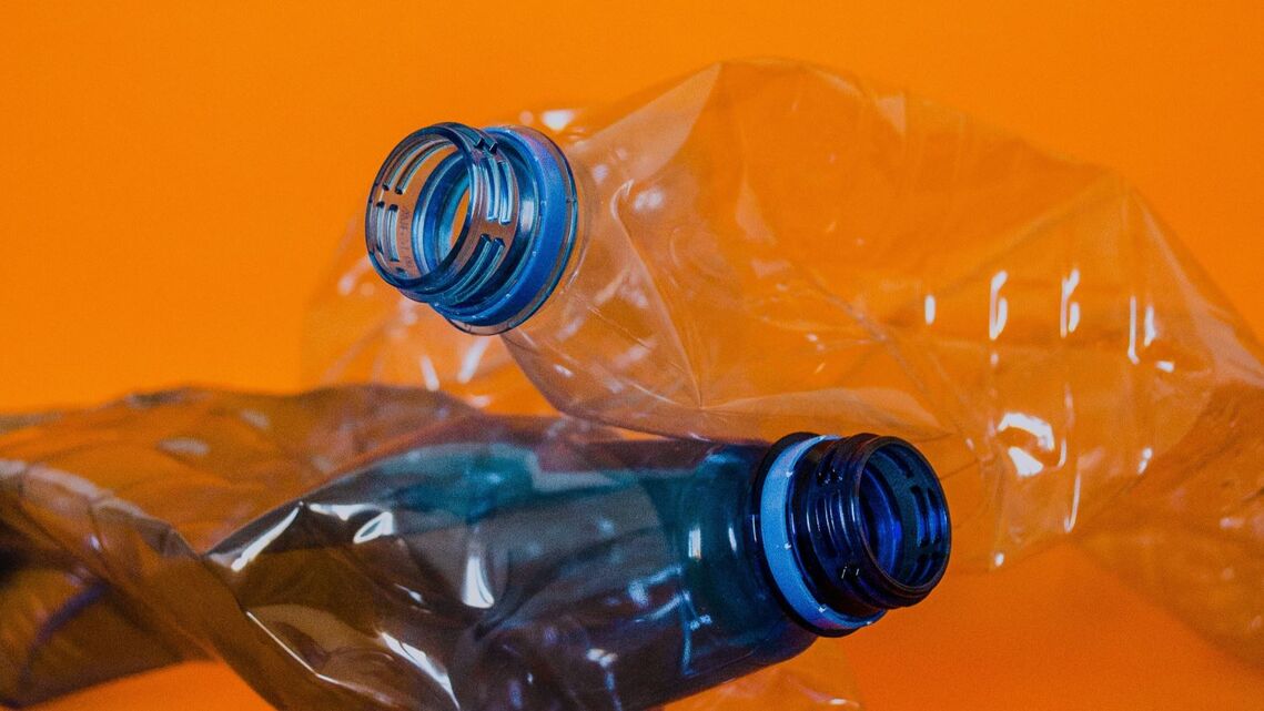 plastic bottles crushed for recycling