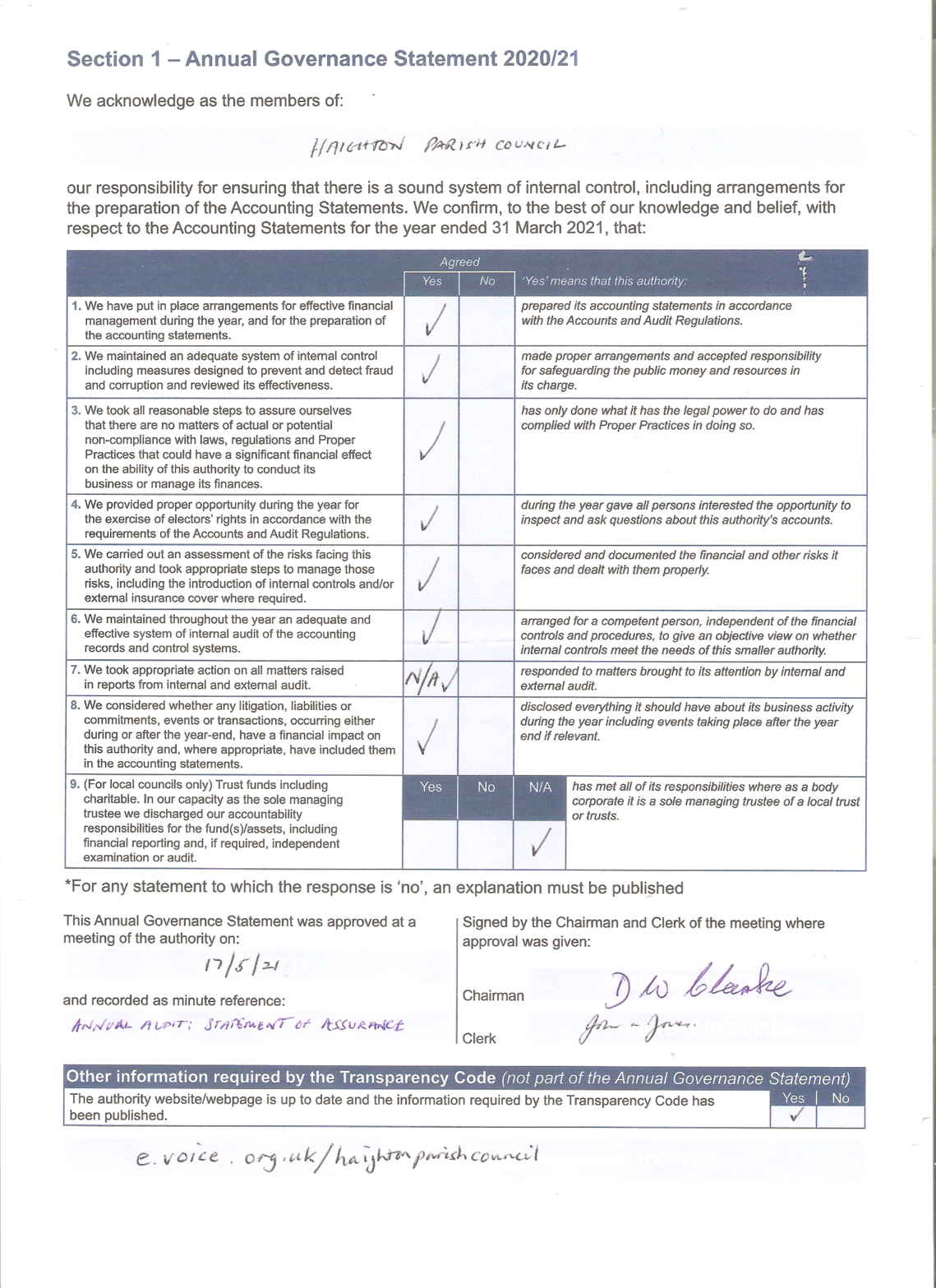 Annual Governance Statement 2020/21