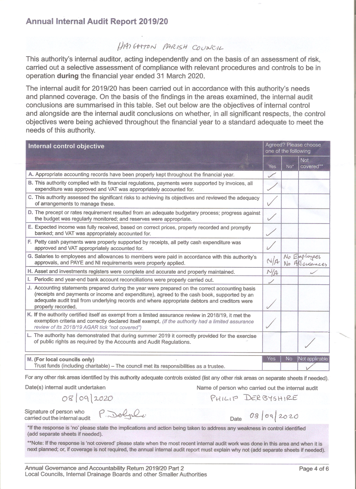 Annual Internal Audit Report YE31.3.20