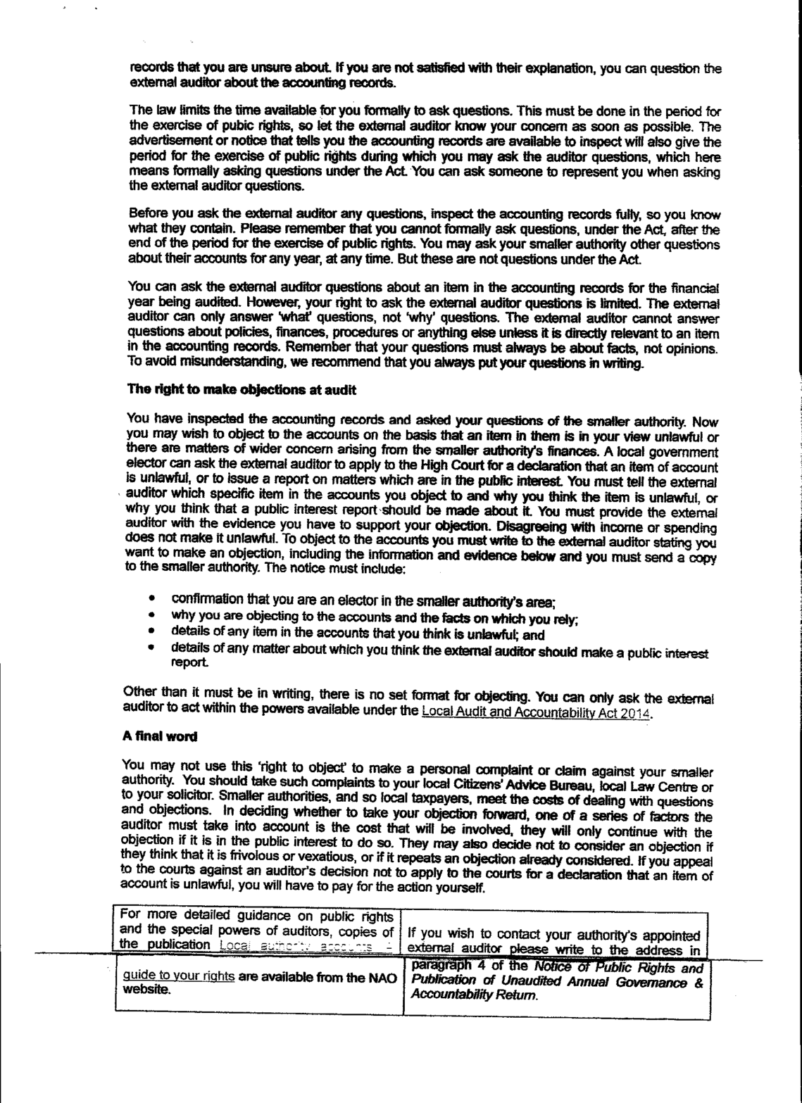 Notice of Public Rights Page 3 Audit YE 31st March 2018