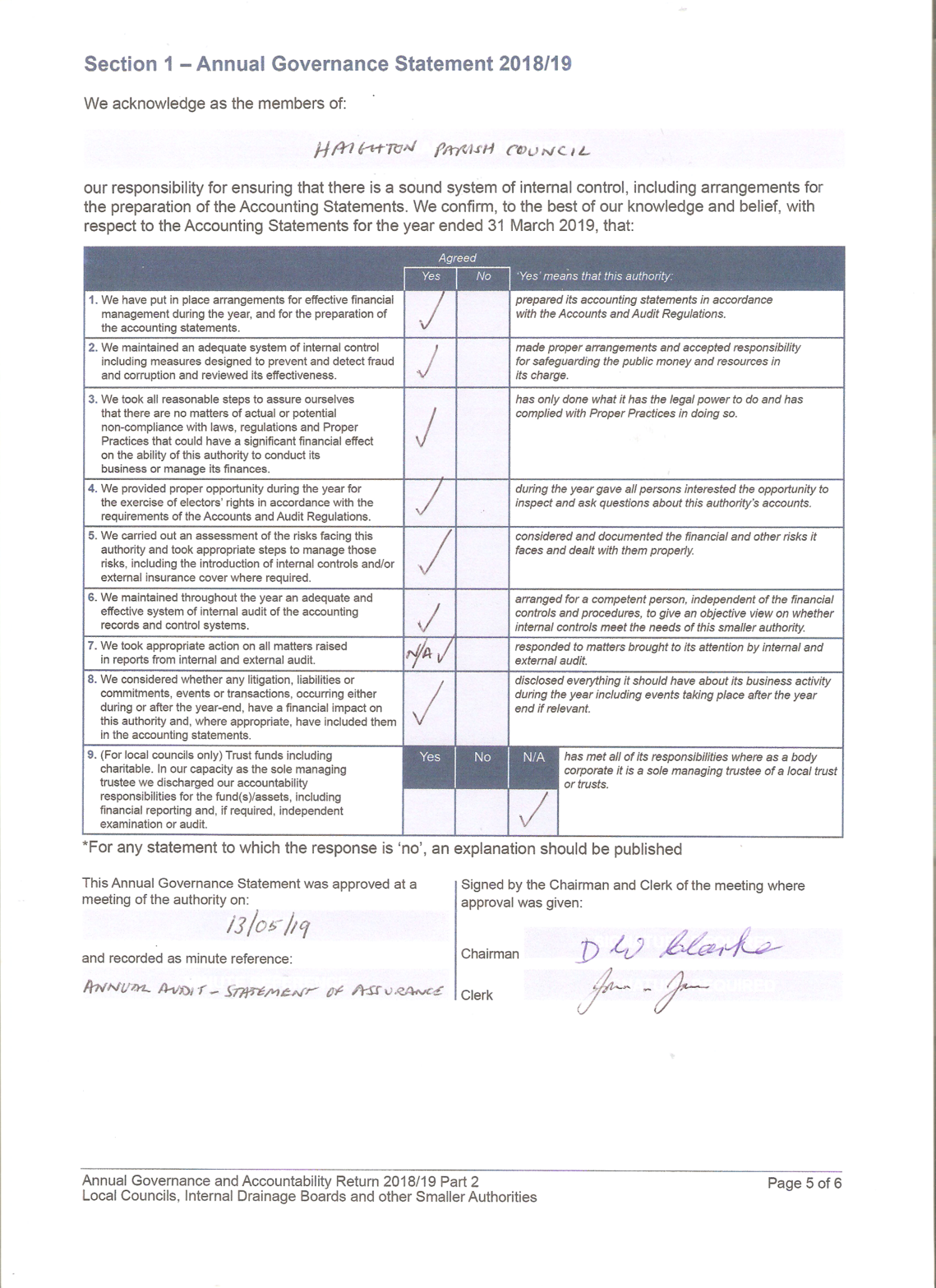 Section 1-Annual Governance Statement 2018/19