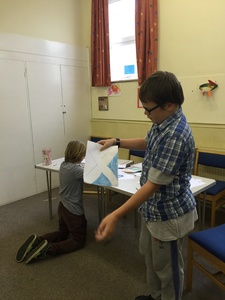 Ross with a half completed flag