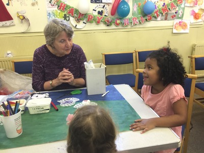 Sue helping with the frieze