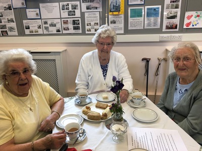Heather, Marjorie, and Marguerite at our Afternoon Tea in June 