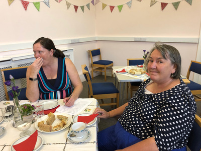 Enjoying afternoon tea - June