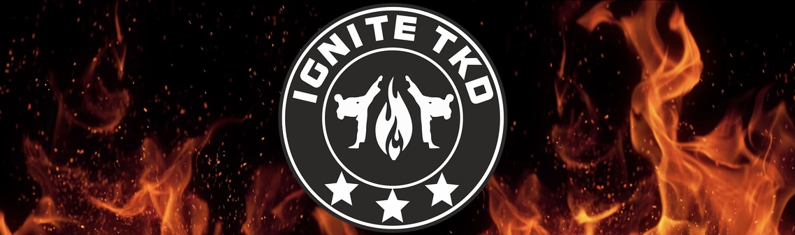 Ignite Logo with a flame background
