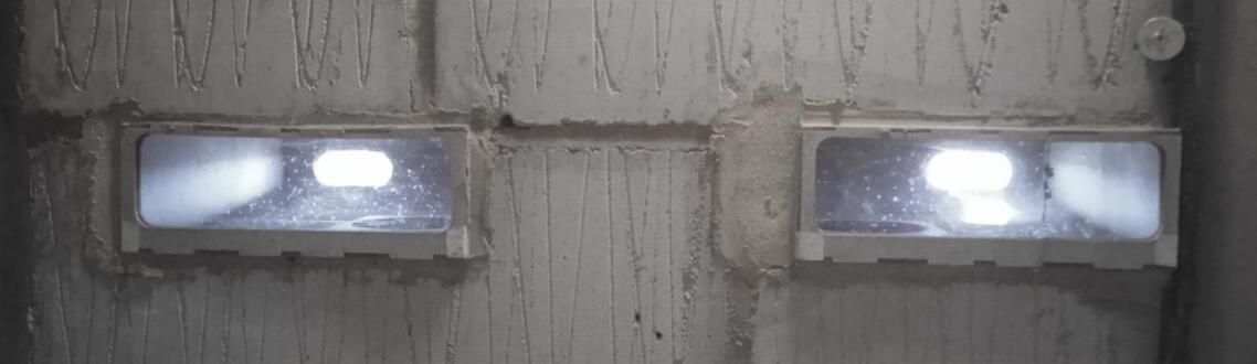 swift bricks inside tower, close up view of two