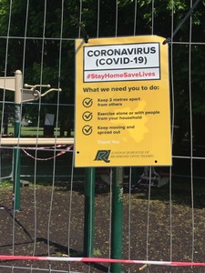 'Stay Home' sign on Gym