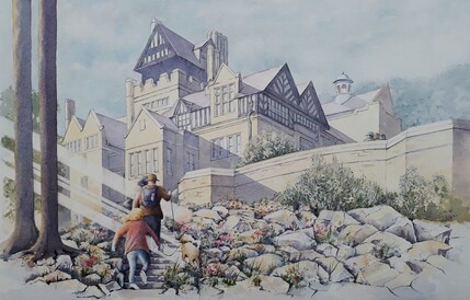 Cragside Dog Walk,Watercolour Framed, H45cm x W64cm, £150