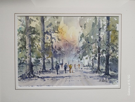 Late Summer Tyne Green, Watercolour Framed, W47cm x H37cm, £95