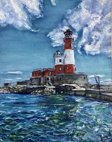 Longstone Lighthouse,Watercolour Framed, Heght 38cm x Width 32cm, £175