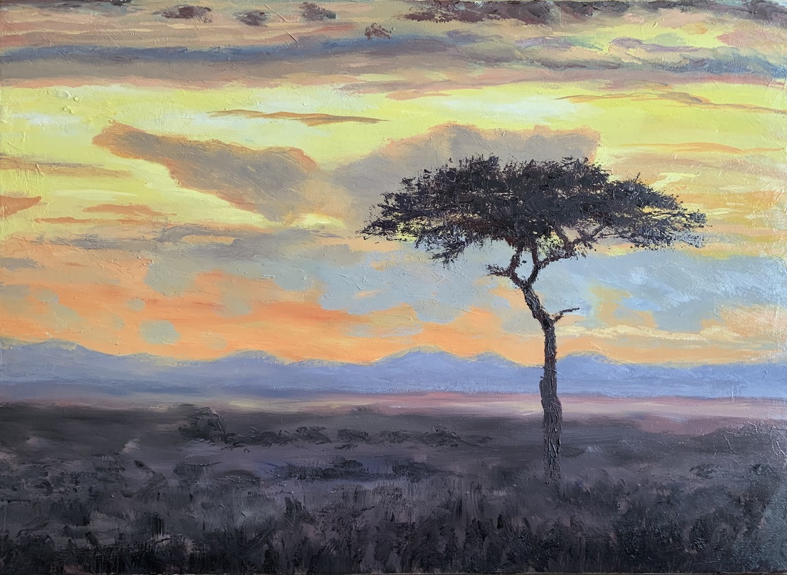 Serengeti Sunset, Oil Framed, H53cm x W68cm, £200