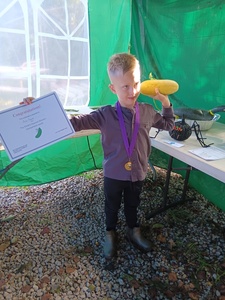 Arlo - The winner of the child's heaviest gherkin