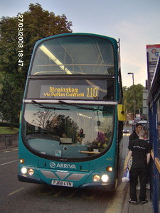 110 Sutton Coldfield to Bull Street. Arriva Midlands 4202 FJ08LVN
