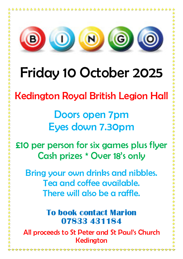 Bingo 10 Oct 2025